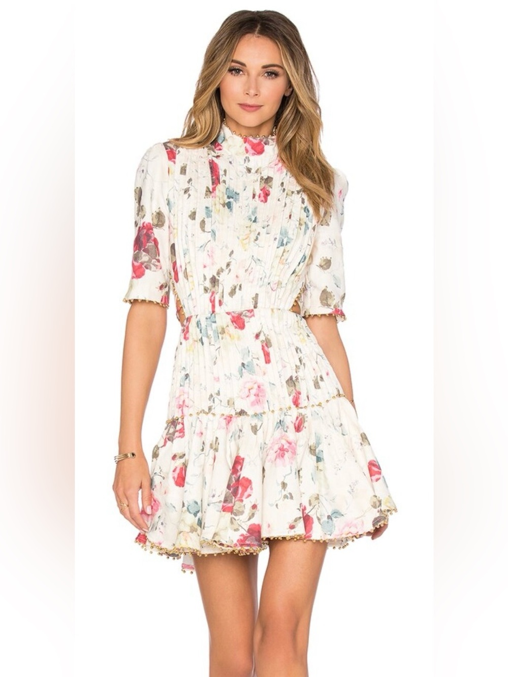 Zimmermann Runway Mischief Floral Corset Linen Dress Sz AU 2 US S-M